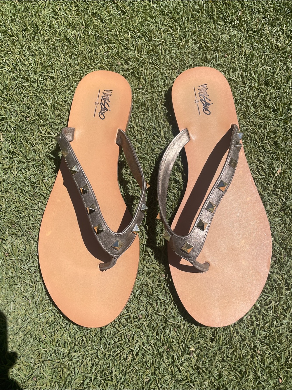 Mossimo Supply Co. Metallic Bronze Studded Flip Flop Sandals